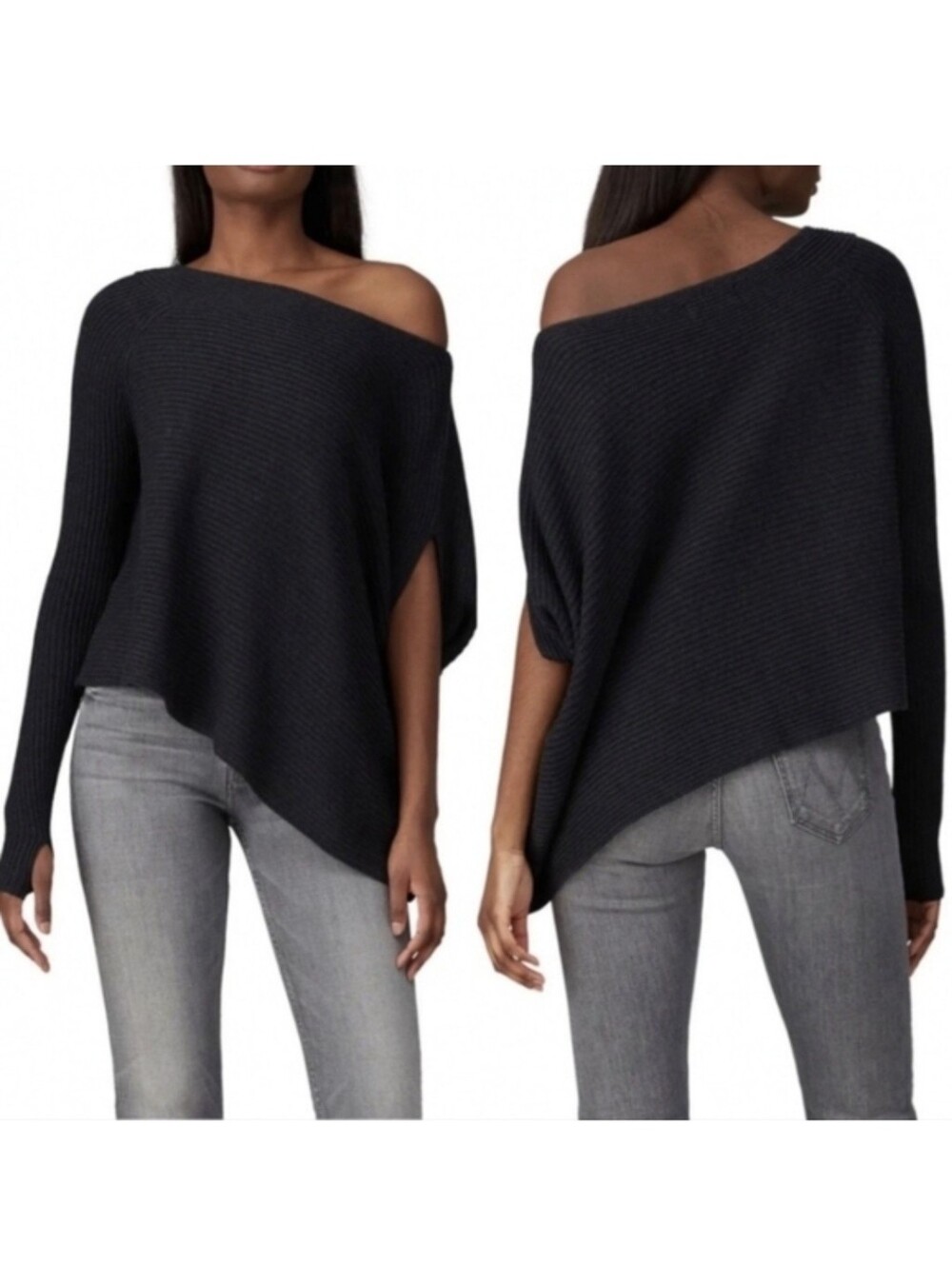 KF/Kaufman Franco Collective One Shoulder Ribbed Knit Sweater
